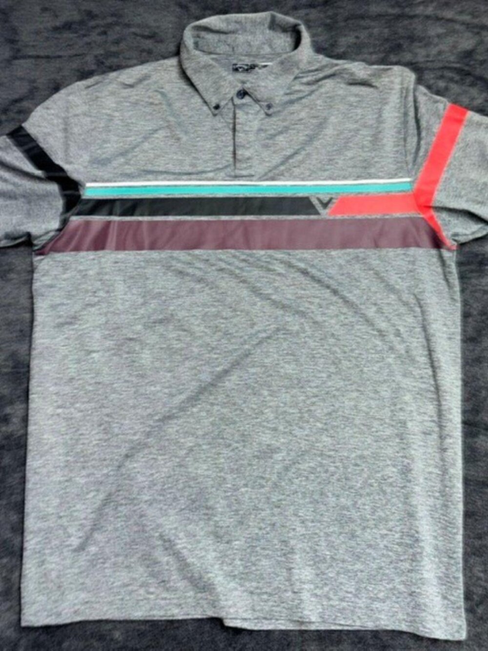 Callaway Mens Polo Golf Shirt XLarge Gray Short Sleeve Opti Dri Striped